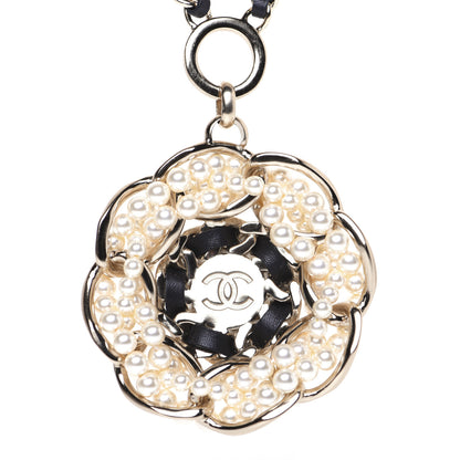 Chanel Lambskin Pearl CC Camellia Chain Necklace Gold 5 of 10