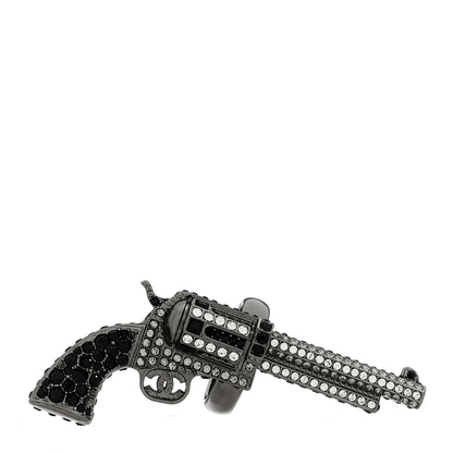 Chanel Baguette Crystal Ruthenium CC Paris Dallas Gun Ring 52 6 1 of 4