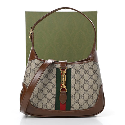 Gucci GG Supreme Monogram Azalea Calfskin Web Small Jackie 1961 Hobo Beige Ebony Brown Sugar 12 of 12
