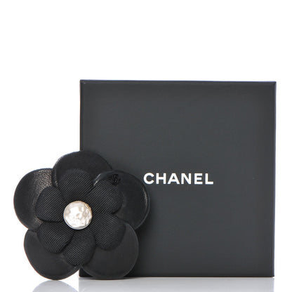 Chanel Lambskin Grosgrain Camellia Brooch Black 5 of 5