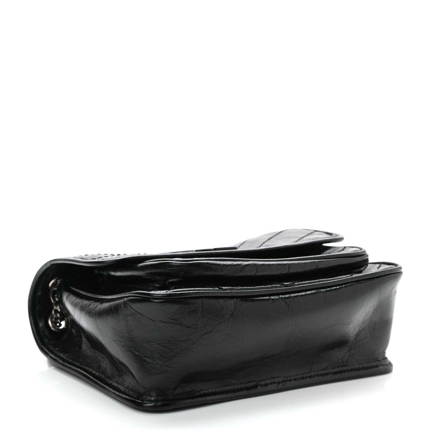 Saint Laurent Crinkled Lambskin Matelasse Monogram Baby Niki Chain Satchel Black 4 of 12