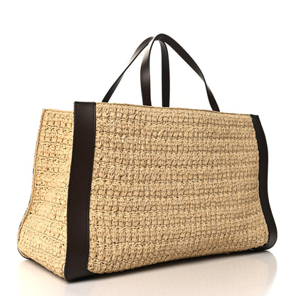 Valentino Garavani Raffia Calfskin Vlogo Tote Naturale Fondant 3 of 9