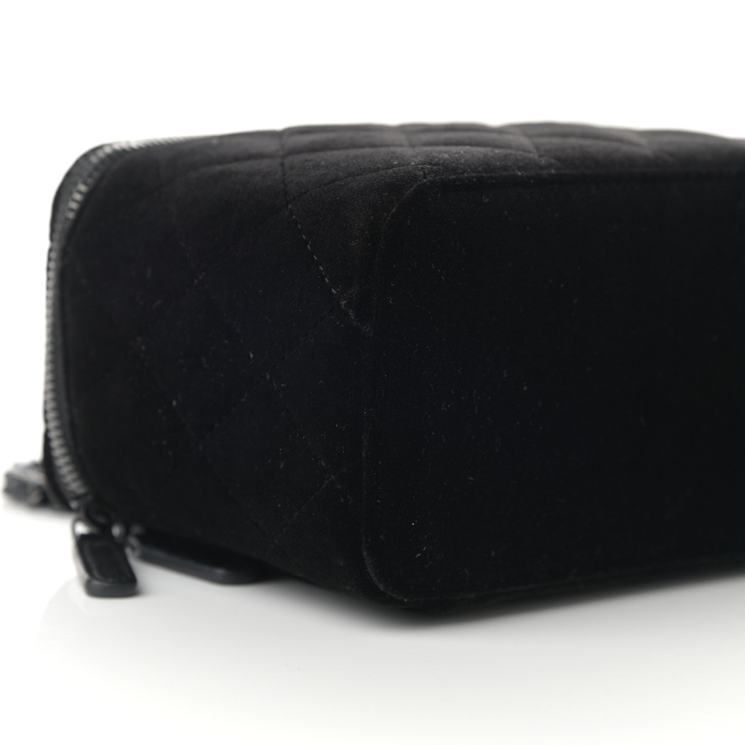 Chanel Velvet Quilted Small Vanity Case With Chain Black 9 of 11