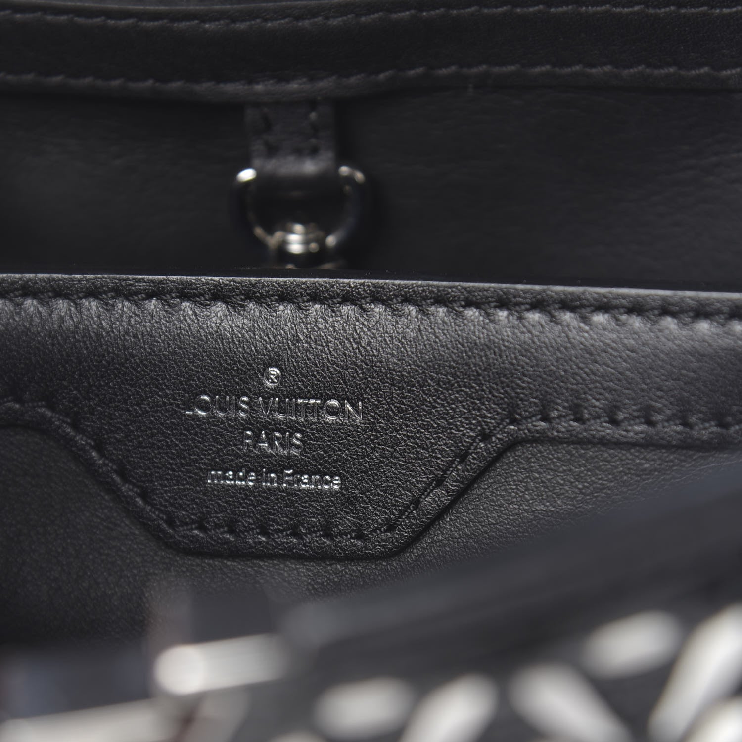 Louis Vuitton Calfskin Plaited Capucines BB Black 6 of 9