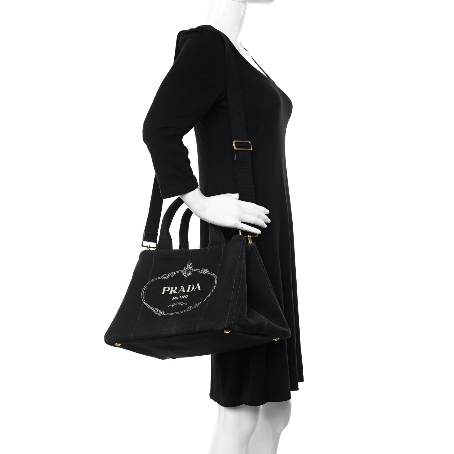 Prada Canapa Small Logo Tote Black 2 of 10