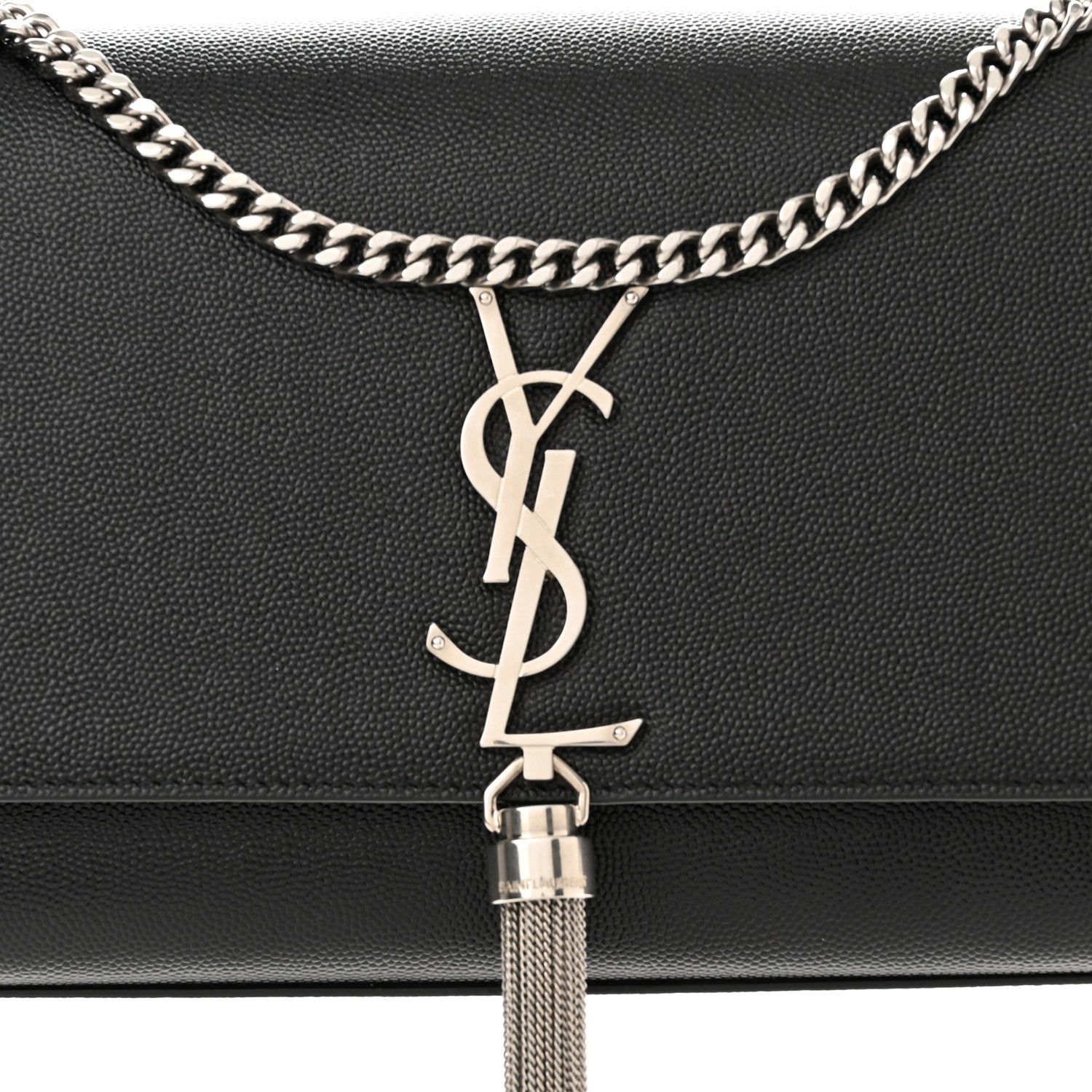 Saint Laurent Smooth Calfskin Medium Classic Monogram Kate Tassel Satchel Black 8 of 11