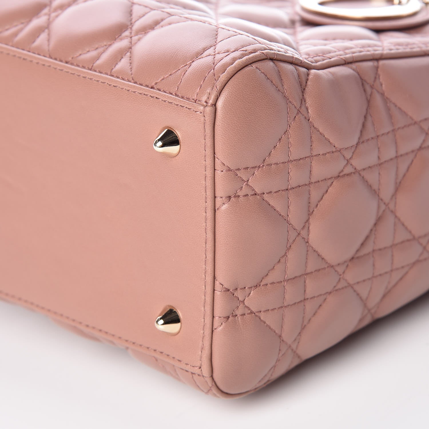 Christian Dior Lambskin Cannage Medium Lady Dior Beige 9 of 10