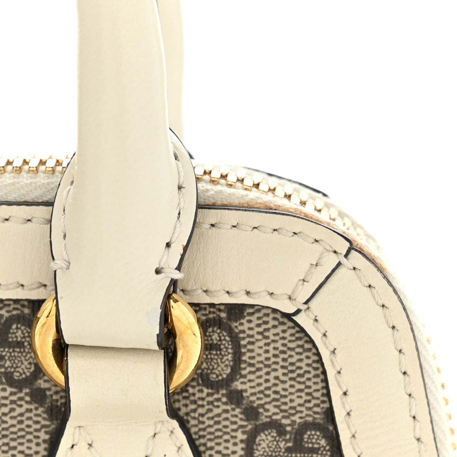 Gucci GG Supreme Monogram Azalea Calfskin Mini Horsebit 1955 Top Handle Bag Beige Ebony Mystic White 11 of 12