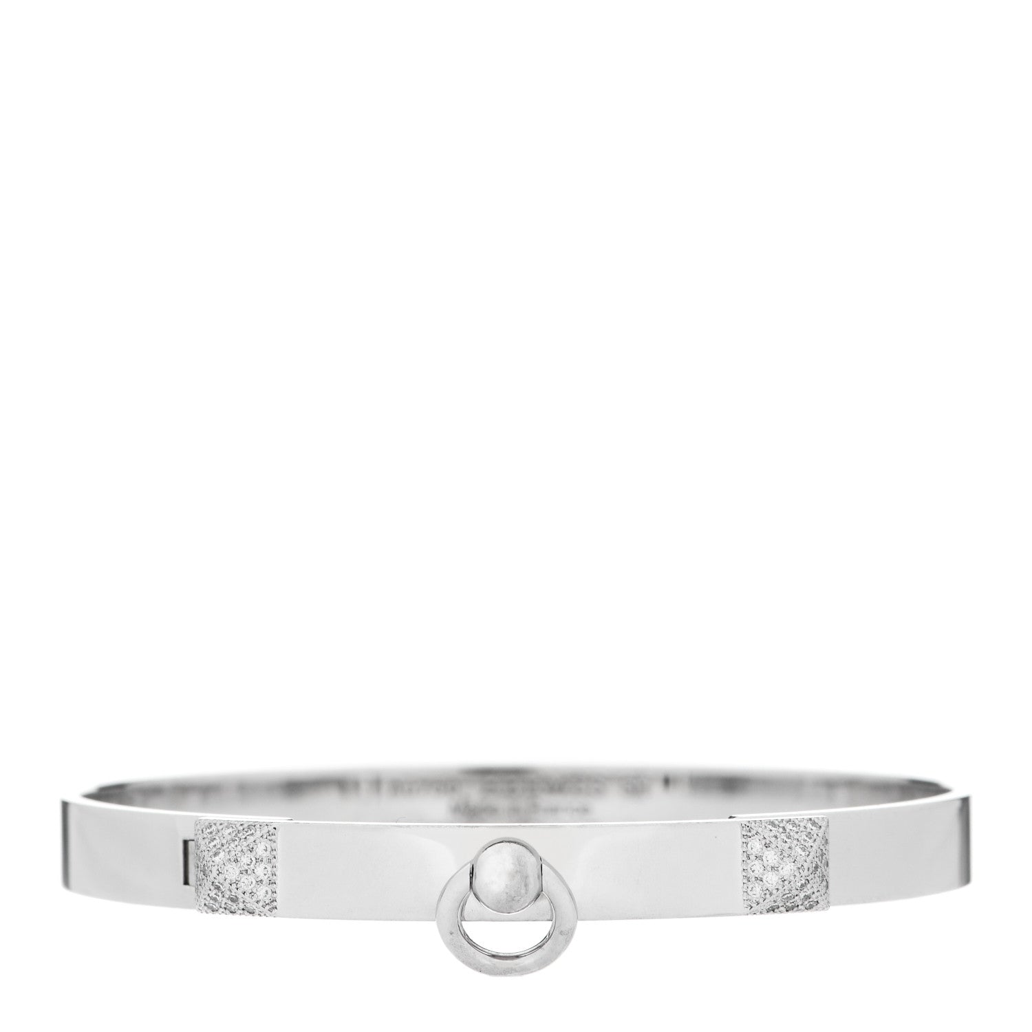Hermes 18K White Gold Diamond PM Collier De Chien Bracelet SH 1 of 6