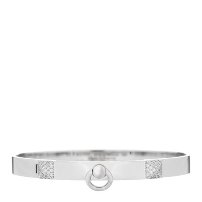 Hermes 18K White Gold Diamond PM Collier De Chien Bracelet SH 1 of 6