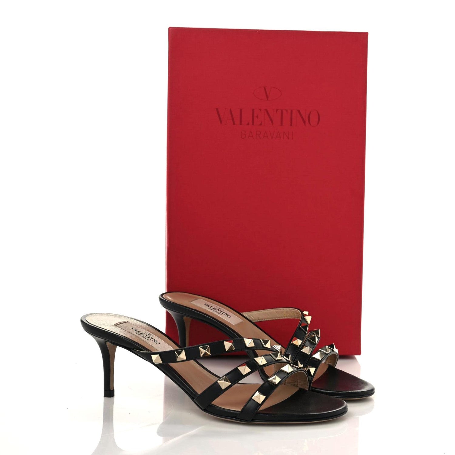 Valentino Garavani Calfskin Rockstud 60mm Slide Sandals 35.5 Black 9 of 9