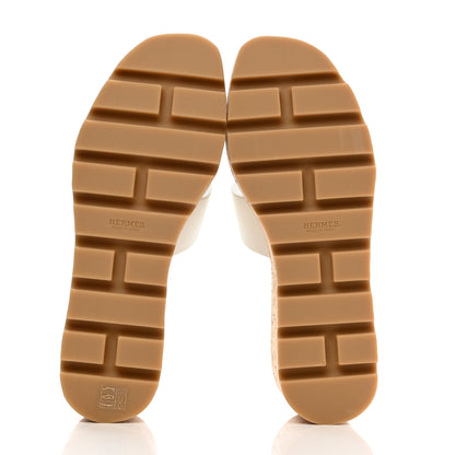 Hermes Calfskin Cork Eze 30 Sandals 38 White 5 of 9