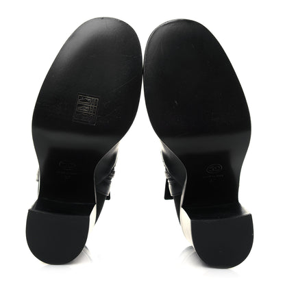 Chanel Calfskin Patent Cap Toe Short Ankle Boots 37 Navy Black 5 of 6