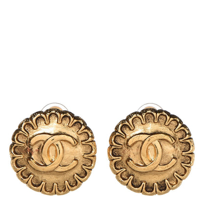 Chanel CC Button Clip On Earrings Gold 1 of 4