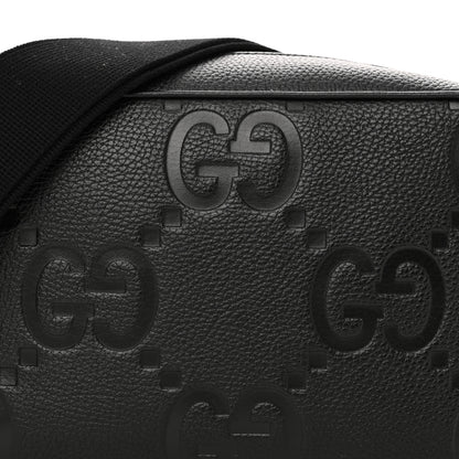 Gucci Piuma Calfskin Jumbo GG Embossed Medium Messenger Bag Black 8 of 10