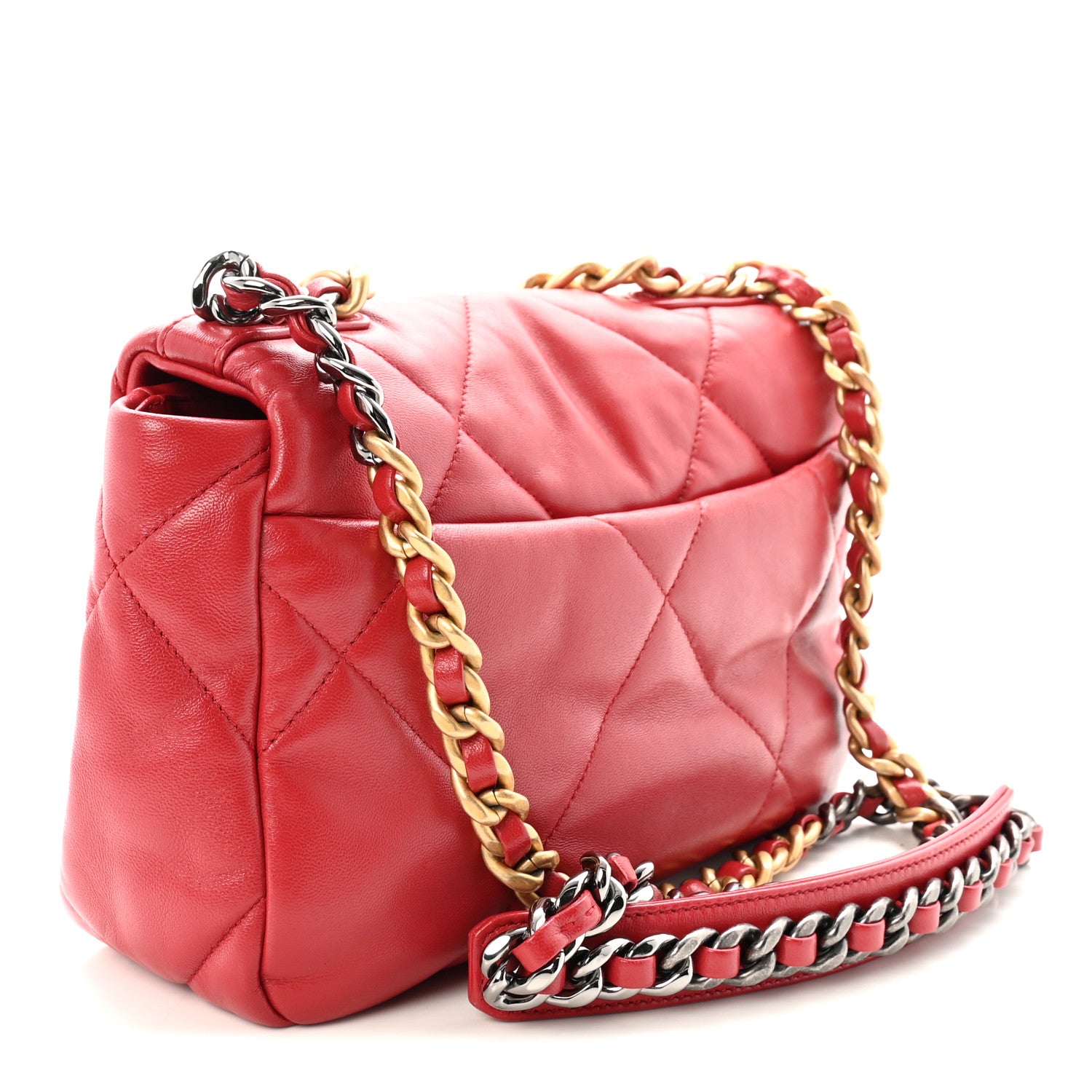 Chanel Lambskin Quilted Medium Chanel 19 Flap Red 2 of 9