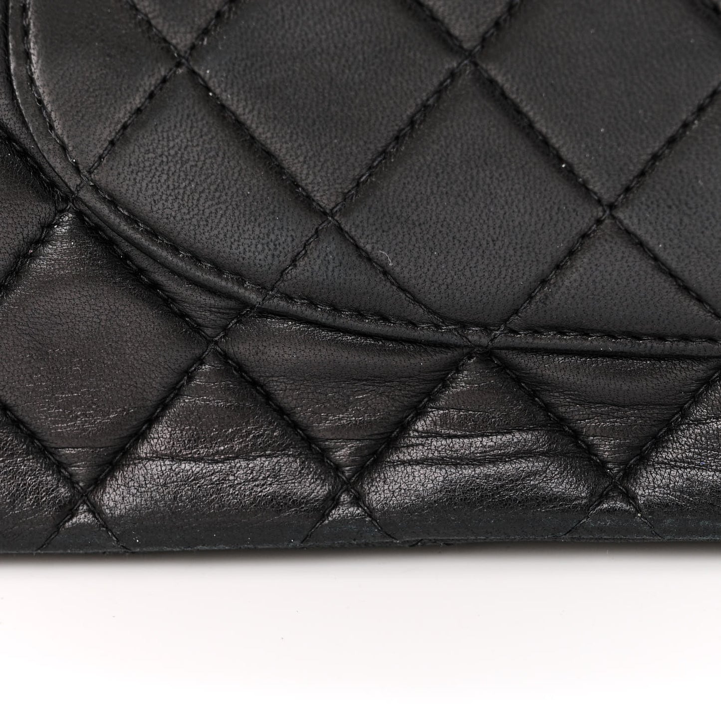 Lambskin Quilted Medium Double Flap Black