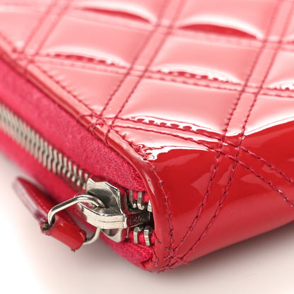 Chanel Patent Quilted Double Stitched Zip Around Wallet Pink 9 of 15