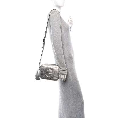 Gucci Metallic Sakai Be Green Calfskin Diagonal Stitched Small Blondie Shoulder Bag Silver 2 of 10