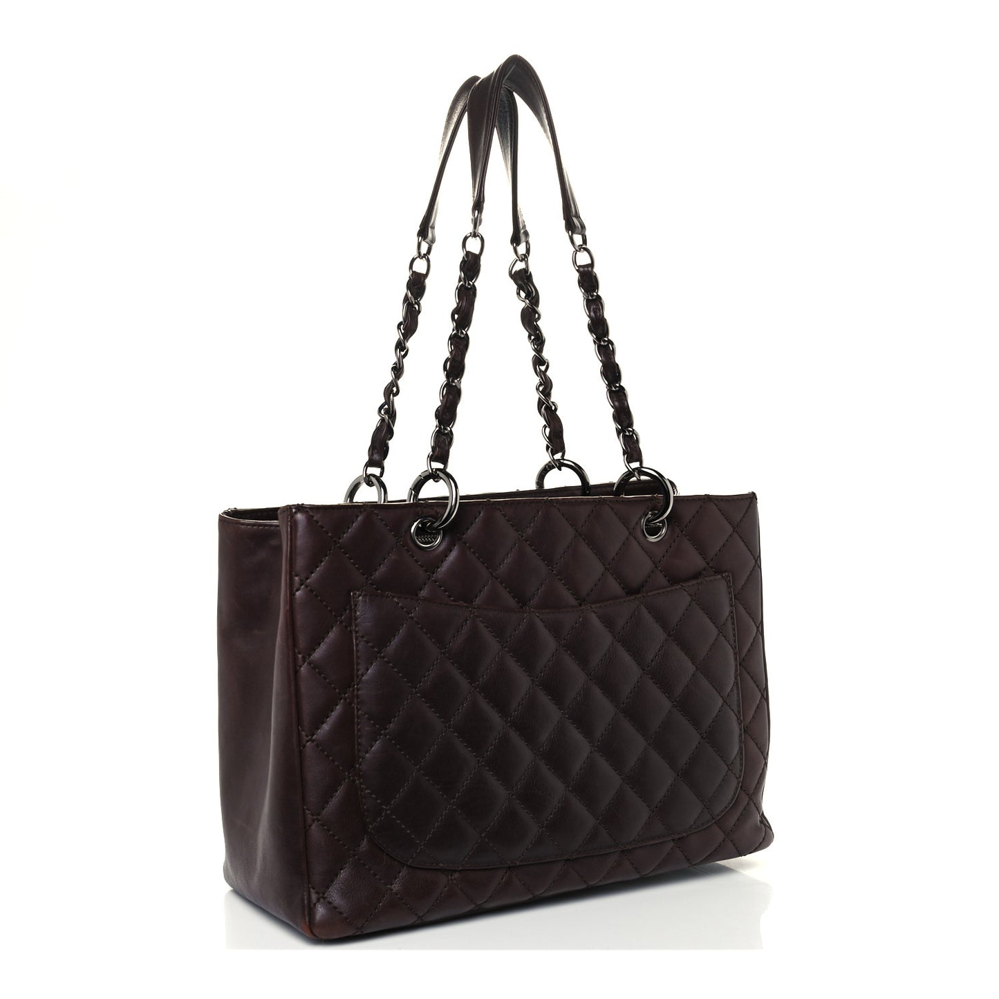 Calfskin Quilted Grand Shopping Tote GST Dark Brown
