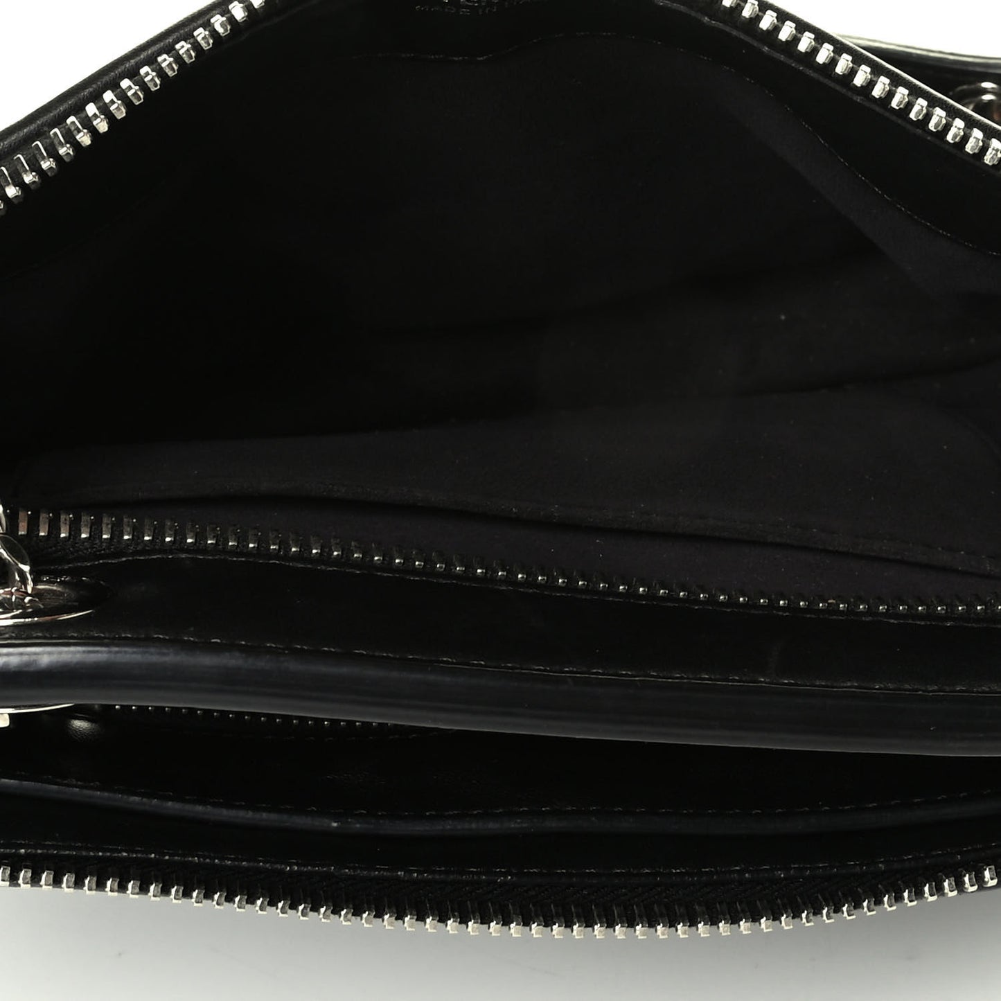 Shiny Nappa Trapuntata Small DotCom Click Chain Satchel Black