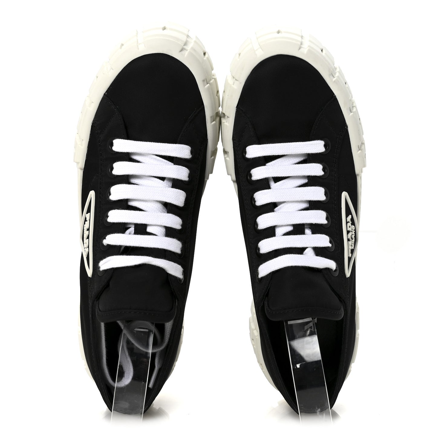 Re-Nylon Gabardine Triangle Logo Double Wheel 50mm Sneakers 38.5 Black