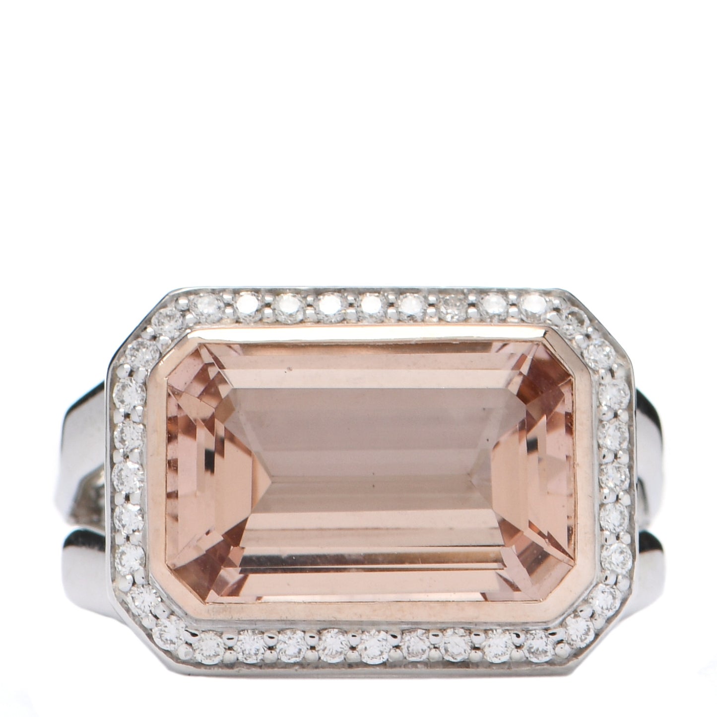 Sterling Silver Rose Gold Diamond Morganite Novella Statement Ring 52 6