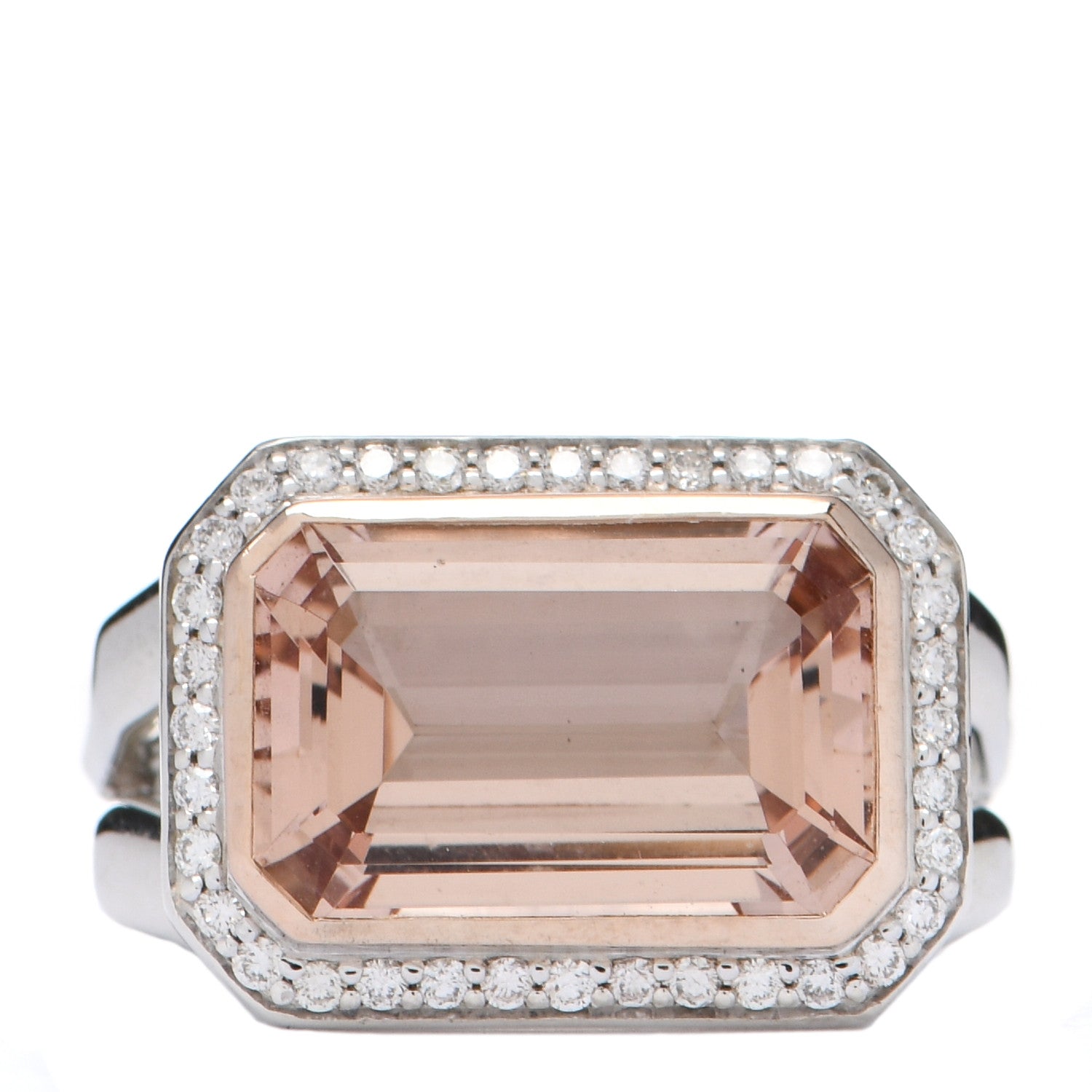 David Yurman Sterling Silver Rose Gold Diamond Morganite Novella Statement Ring 52 6 1 of 4