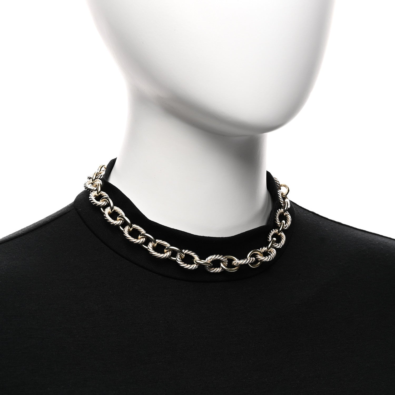 David Yurman Sterling Silver 18K Yellow Gold 12mm Large Oval Link Necklace 2 of 4
