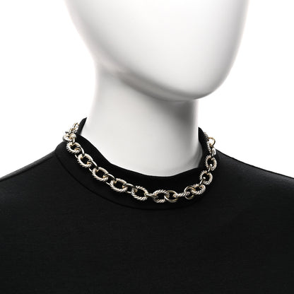 David Yurman Sterling Silver 18K Yellow Gold 12mm Large Oval Link Necklace 2 of 4