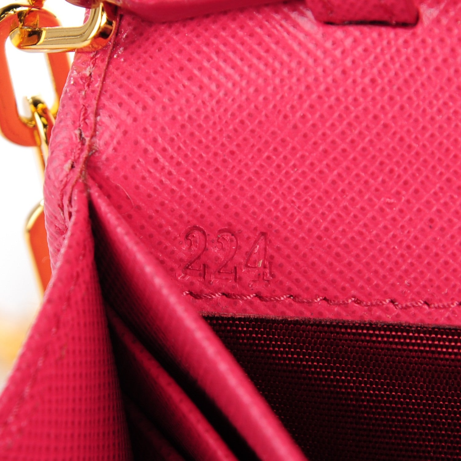 Prada Saffiano Tuc Chain Wallet Peonia 8 of 8