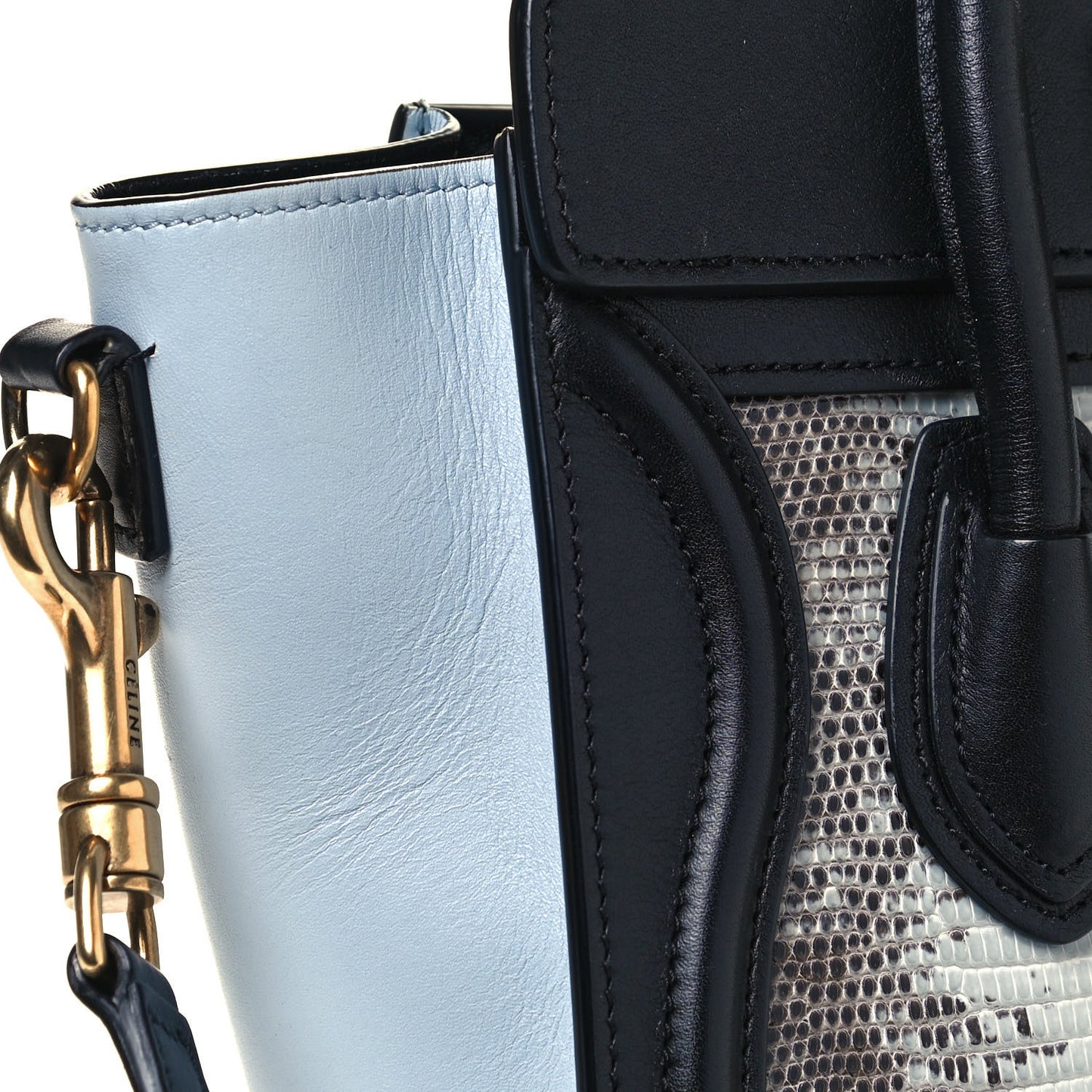 Lizard Smooth Calfskin Nano Tri-Color Luggage Mineral