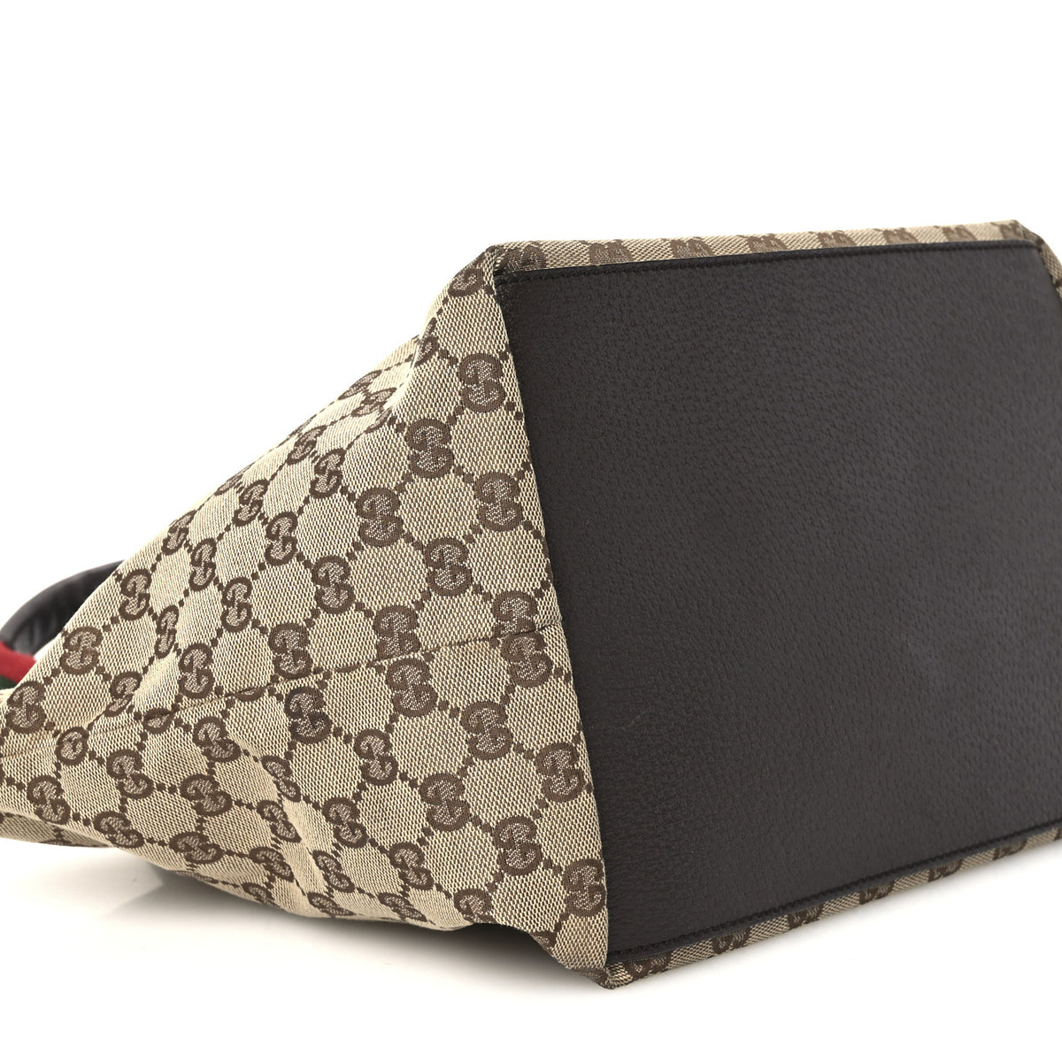 GG Monogram Medium Web Handle Bucket Tote Dark Brown