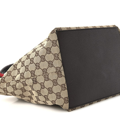 Gucci GG Monogram Medium Web Handle Bucket Tote Dark Brown 9 of 10