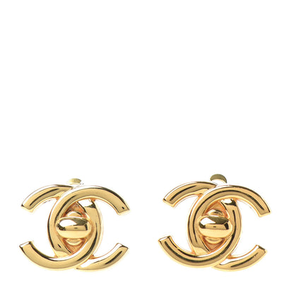 Chanel Metal CC Turnlock Clip On Earrings Gold 1 of 4