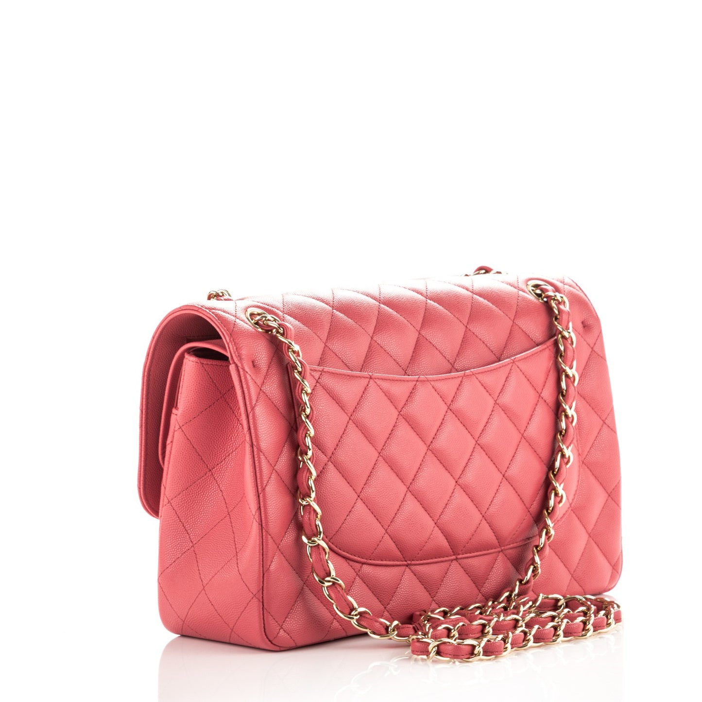 Caviar Quilted Jumbo Double Flap Dark Pink