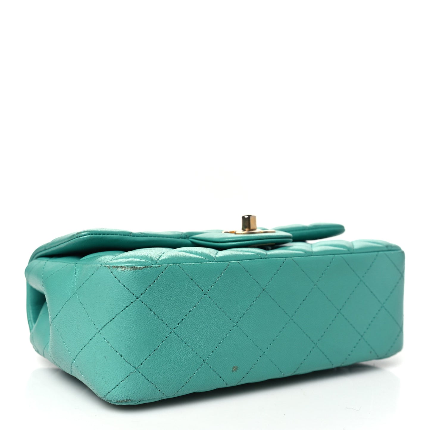 Lambskin Quilted Mini Rectangular Flap Turquoise