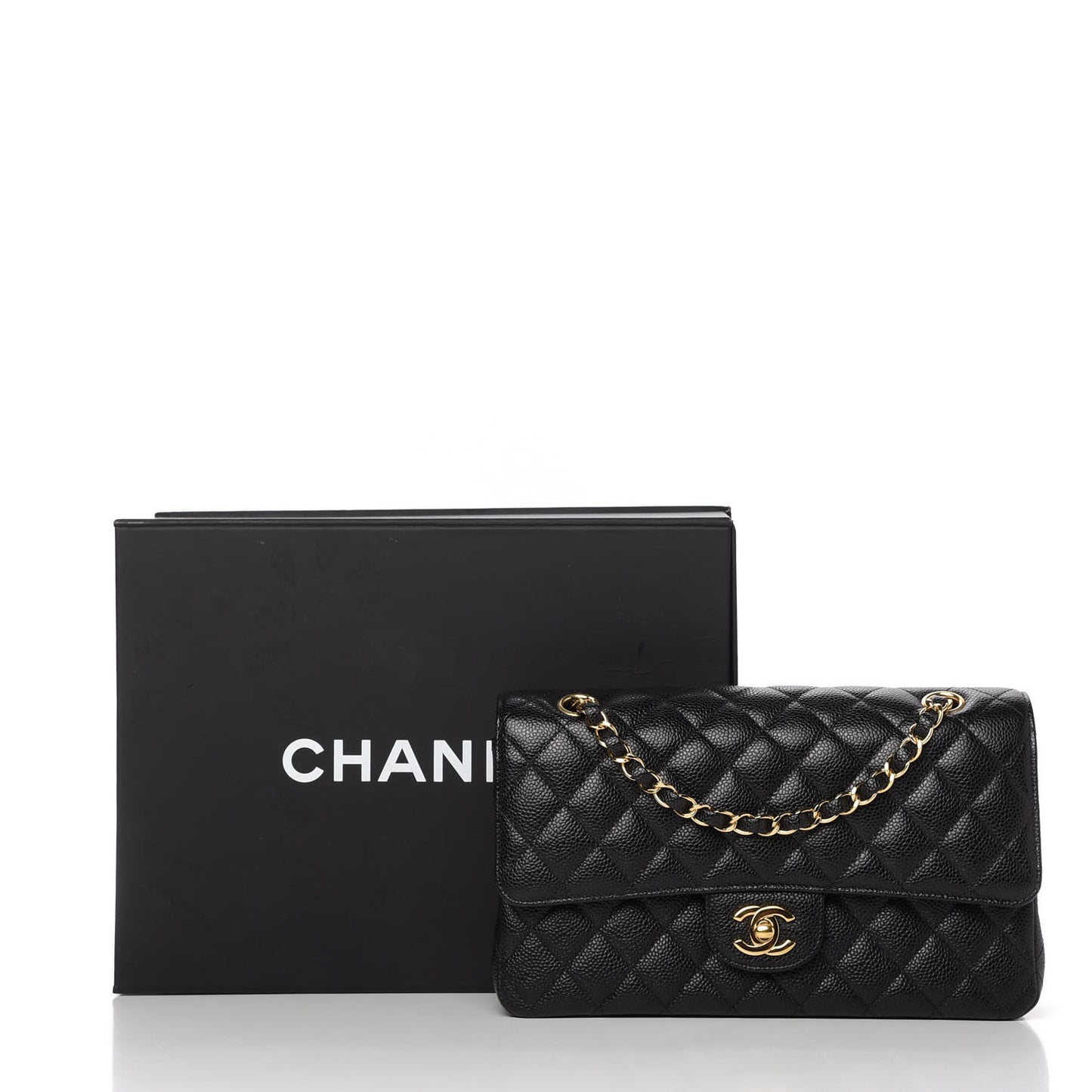 Caviar Quilted Medium Double Flap Black