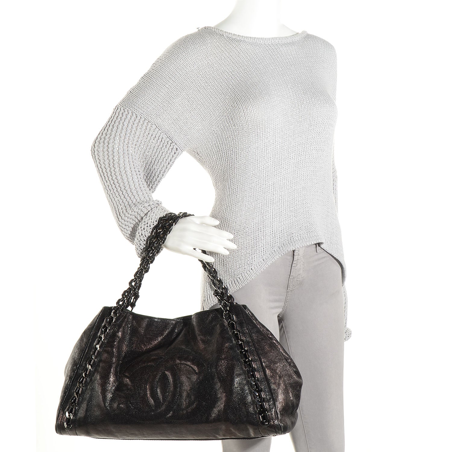 Chanel Glazed Caviar East West Modern Chain Tote Black 2 of 7