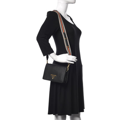 Prada Vitello Daino Flap Crossbody Black 3 of 11