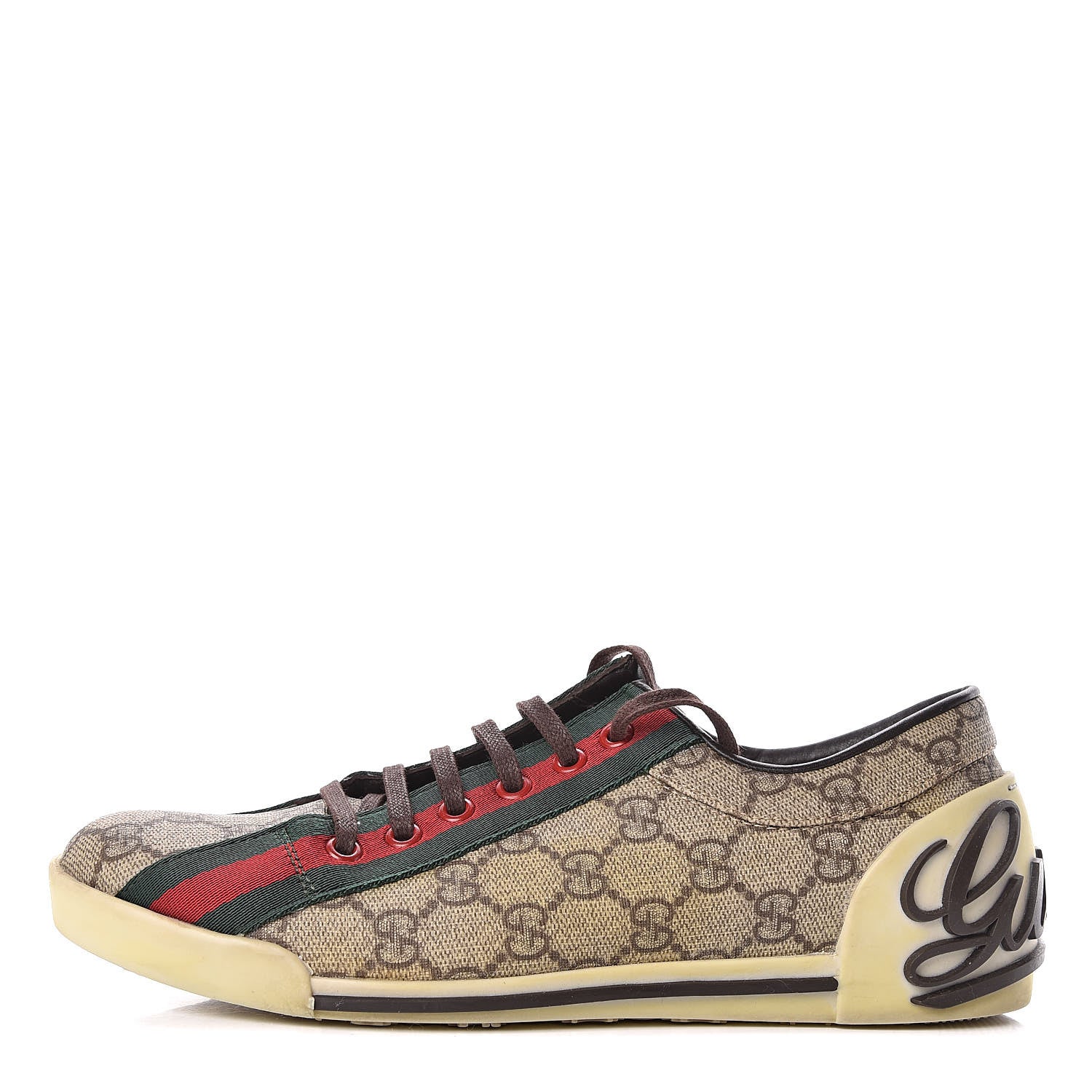 Gucci GG Monogram Web Womens Script Sneakers 38 Brown 1 of 12