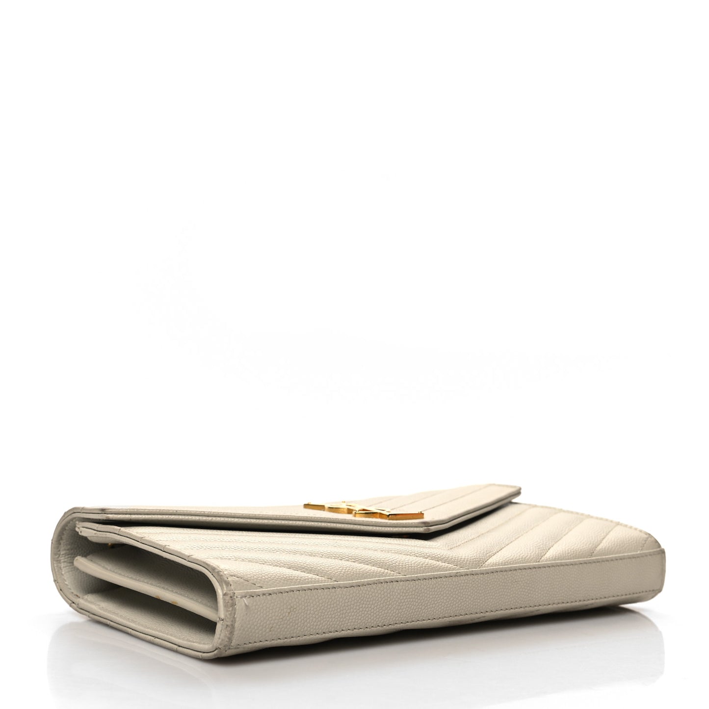 Grain De Poudre Matelasse Chevron Monogram Chain Wallet Crema Soft
