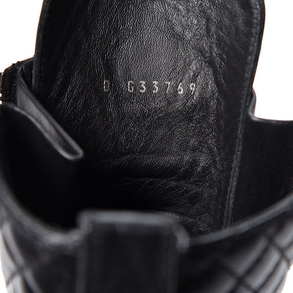 Chanel Calfskin Quilted Lace Up Combat Boots 38.5 Black 8 of 10