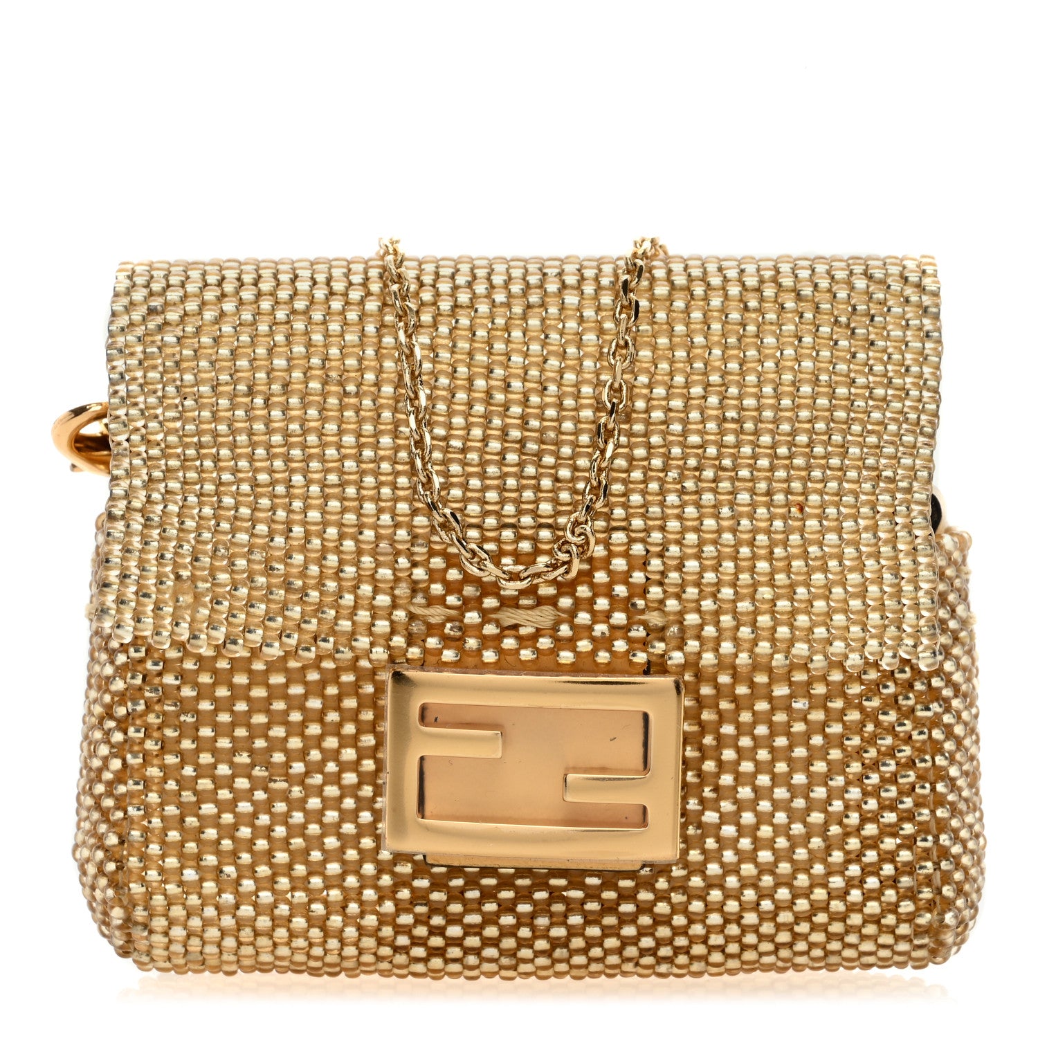 Fendi Glass Vitello King Beaded Mini Pico Baguette Charm Semolino 1 of 7
