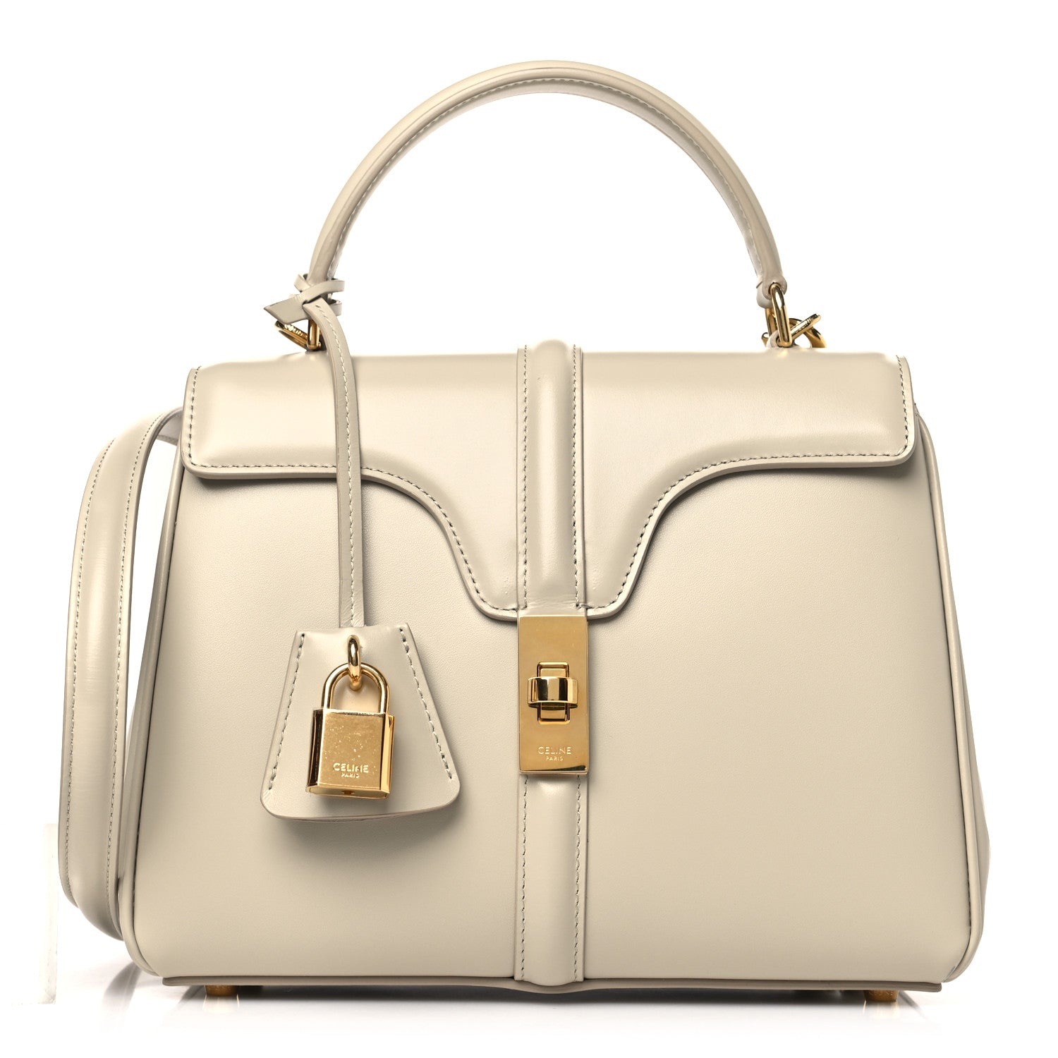 Celine Satinated Calfskin Small 16 Top Handle Bag Beige 1 of 8