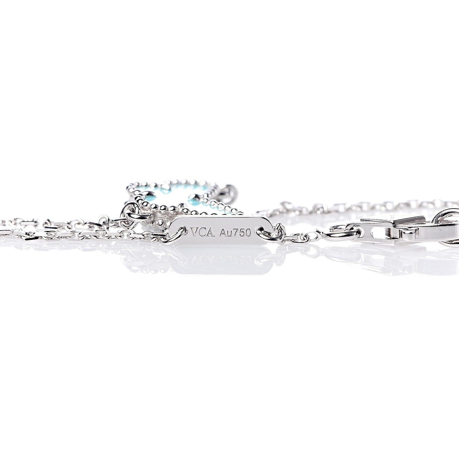 Van Cleef & Arpels 18K White Gold Turquoise Sweet Alhambra Butterfly Bracelet 6 of 7