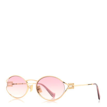Miu Miu Metal Oval Sunglasses SMU52Y Gold 1 of 8