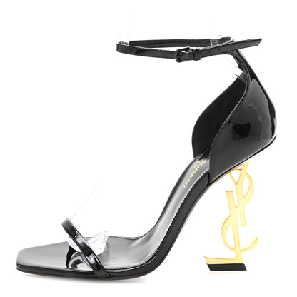 Saint Laurent Patent Calfskin Opyum 110 Sandals 36.5 Black Gold 1 of 18