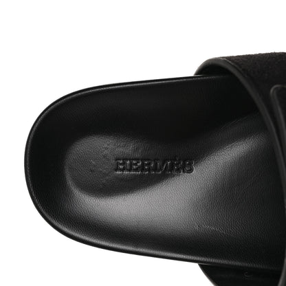 Hermes Suede Goatskin Womens Chypre Sandals 36.5 Black 7 of 9