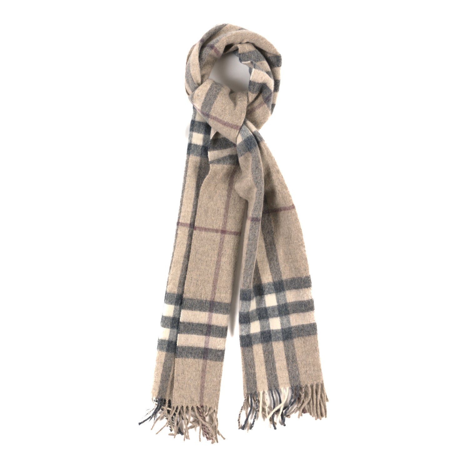 Burberry Wool Cashmere House Check Fringe Scarf 1 of 3